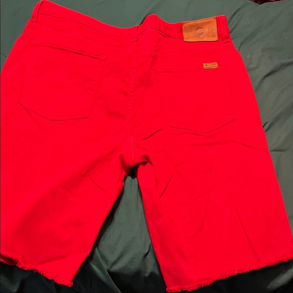 LRG Men’s Red Denim Cutoff Shorts